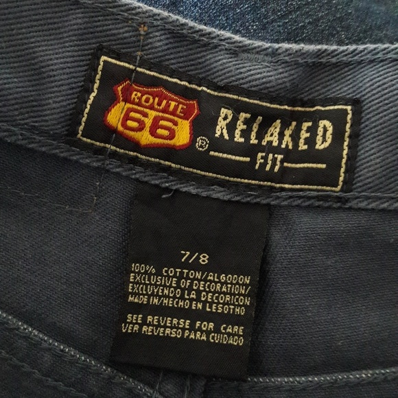 VTG Route 66 Indigo Blue High Waisted Shorts - Picture 4 of 6